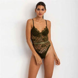 Hollow Out V-Neck Lace Bodysuit