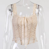 Retro Bow Lace Square Crop Top - Kynaz 10.0 Fashion