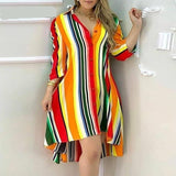 Casual Colourful Striped Half Sleeve Dress