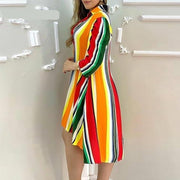 Casual Colourful Striped Half Sleeve Dress