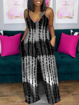 Women Tie Dye Print Sleeveless Jumpsuit